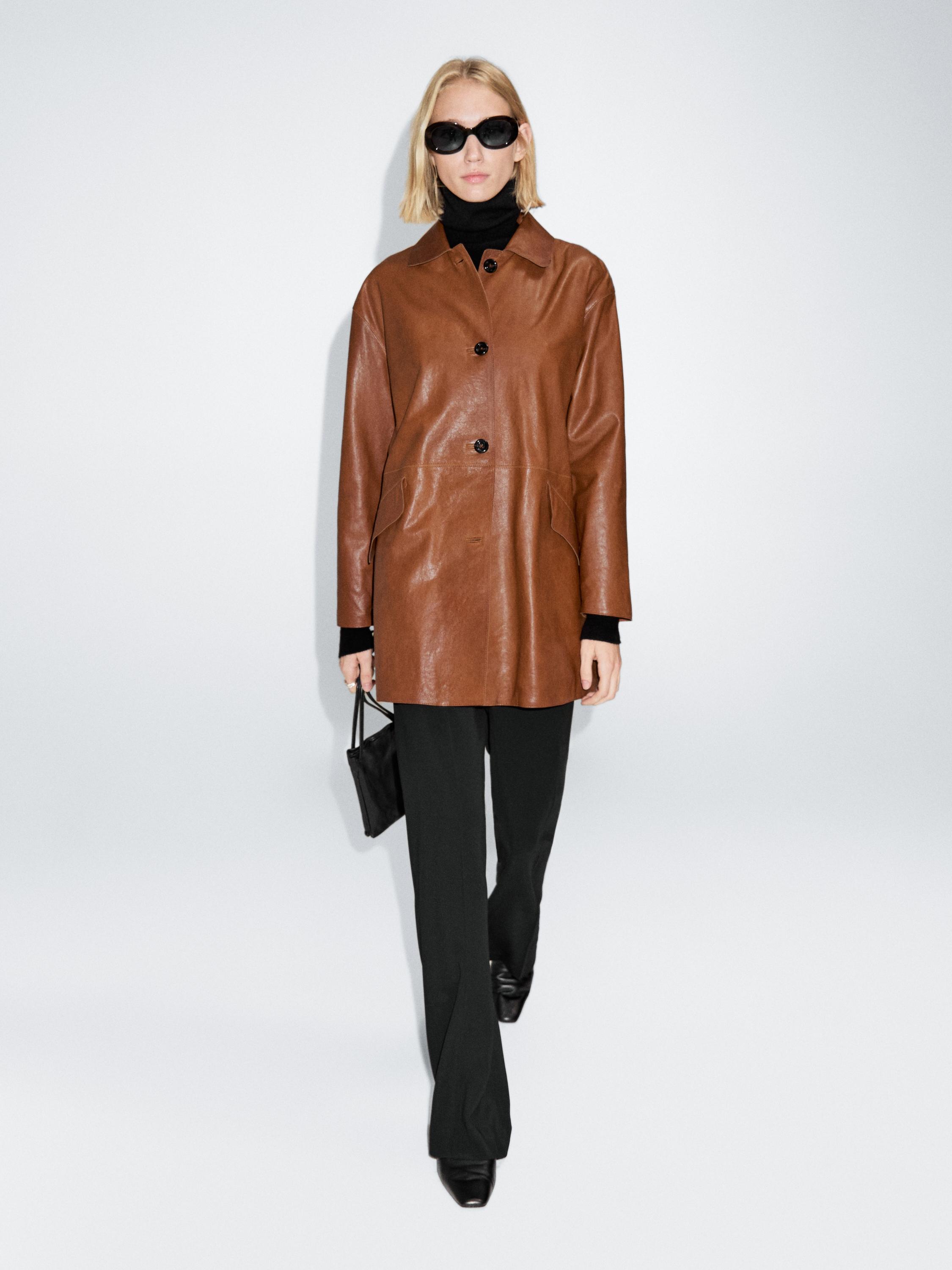 Long nappa leather coat